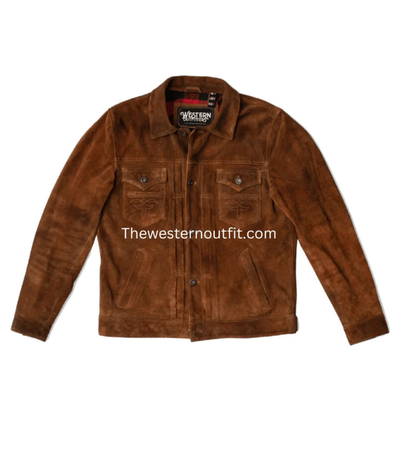 Lordsburg Design  Men’s Brown Suede Leather Trucker Jacket - Image 2
