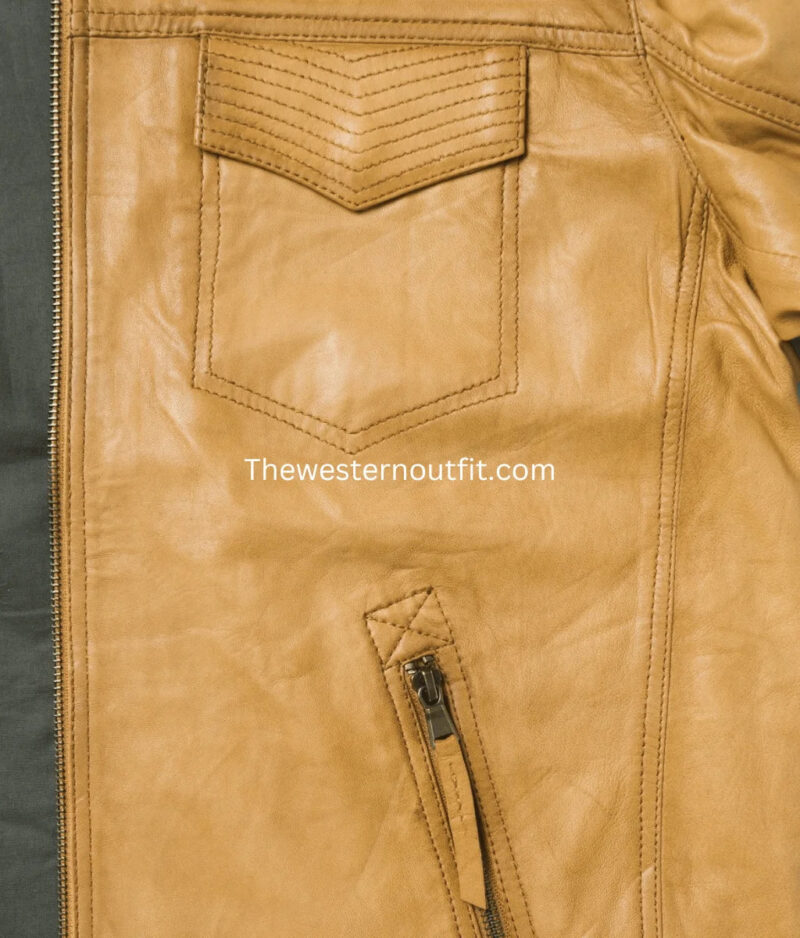 Camel Brown Real Leather Jacket for Men - Image 6