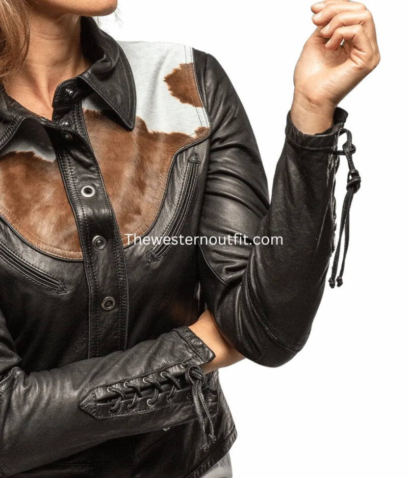 Cowhide Women’s Black Leather Jacket - Image 13