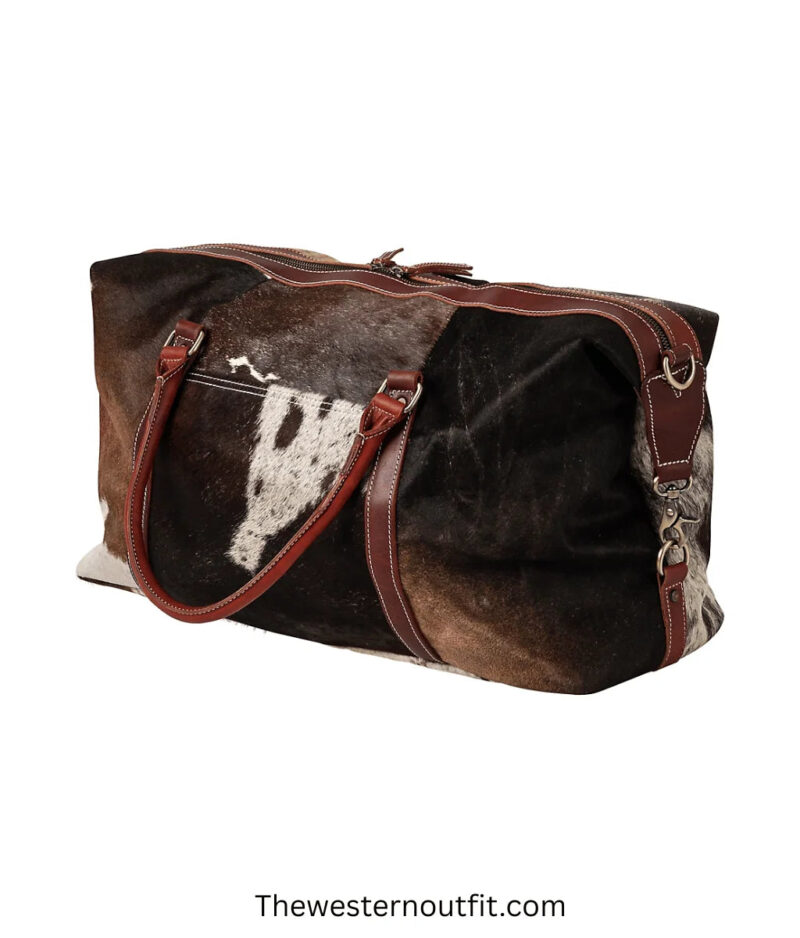Huntley Equestrian Cowhide Travel Duffel Bag - Image 5