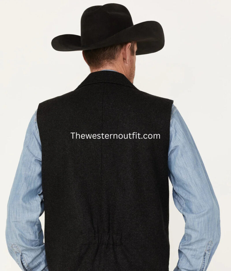 Powder River Men's Black Wool Montana Vest - Image 4