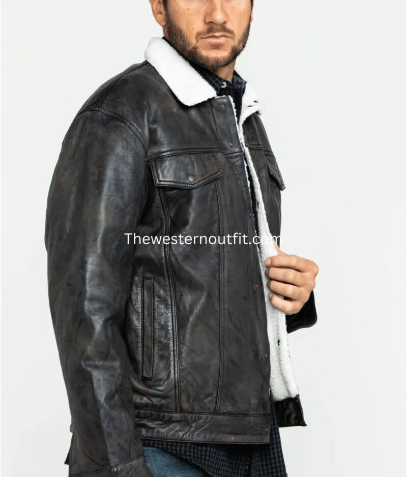 Sherpa Lined Conceal Carry Leather Jacket for Men - Image 5