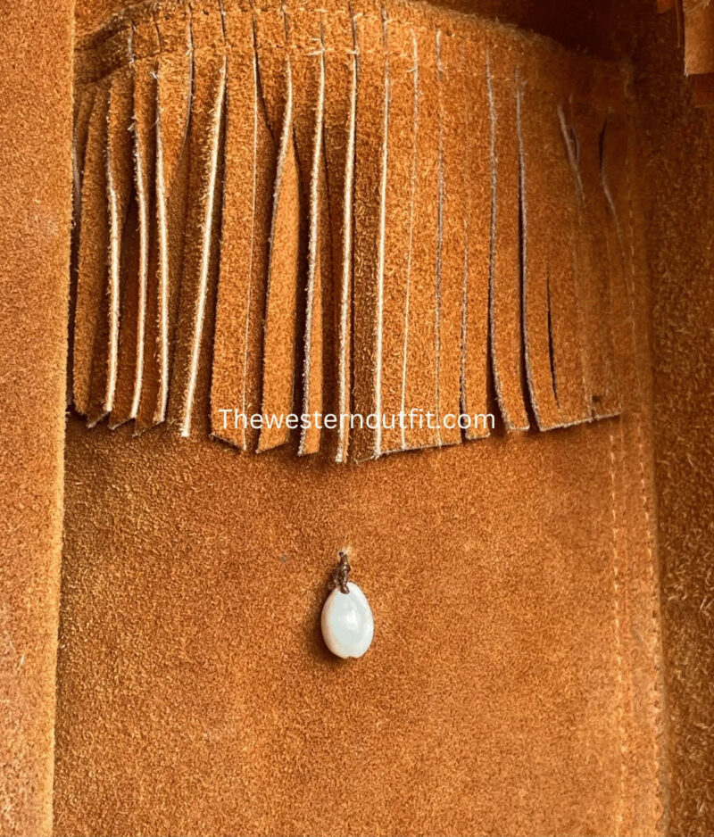 Fringe with a Shed Horn Button Leather Jacket 1970’s Style - Image 5