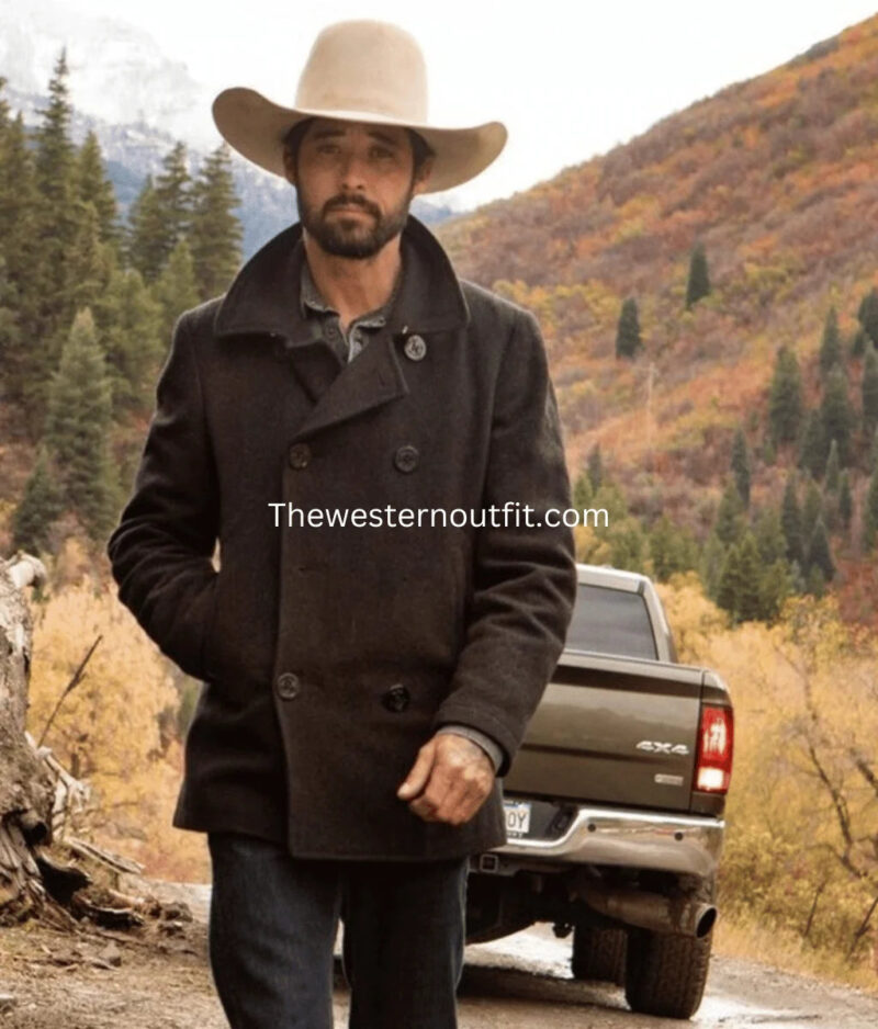 Ryan Bingham Black Wool Pea Coat - Image 2