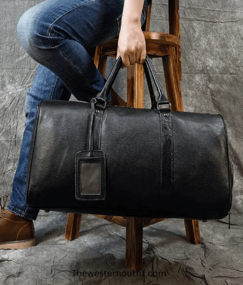 The Endre Weekender Vintage Leather Duffle Bag - Image 6