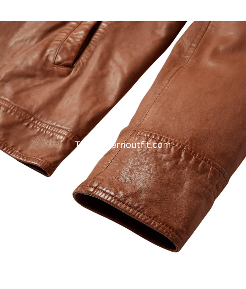 Goldfield Men’s Edition Zip-Front Brown Leather Jacket - Image 6