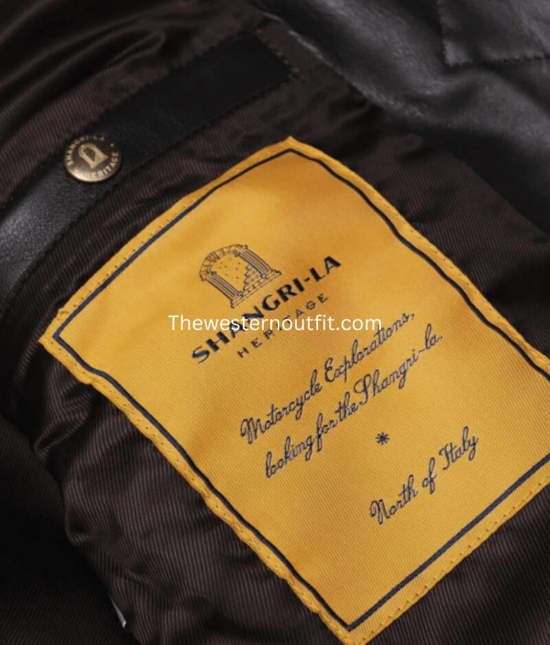 Gold Bison Black Leather Trucker Jacket for Men - Image 7
