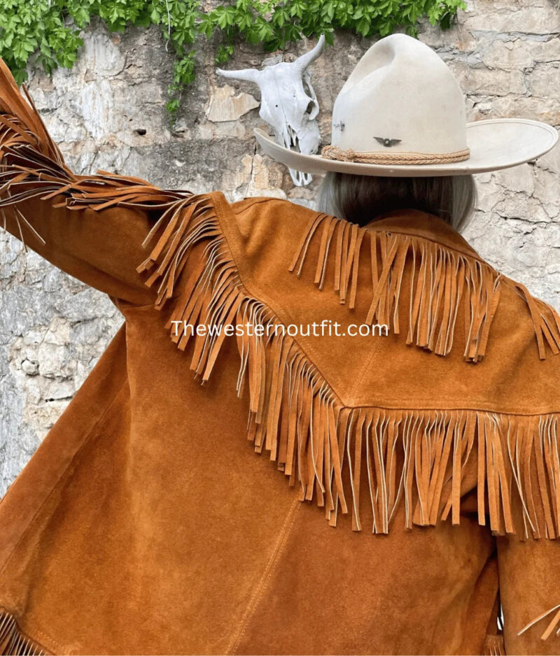 Fringe with a Shed Horn Button Leather Jacket 1970’s Style - Image 6