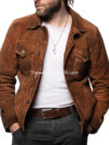 Lordsburg Design  Men’s Brown Suede Leather Trucker Jacket