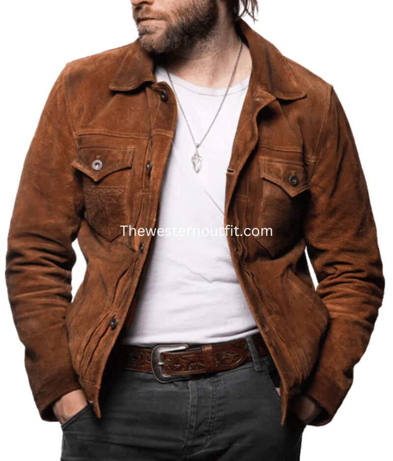 Lordsburg Design  Men’s Brown Suede Leather Trucker Jacket