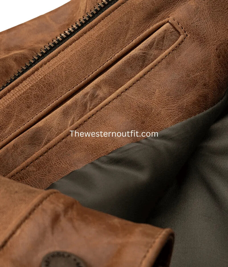 Cow Hide Tan Western Leather Jacket - Image 14