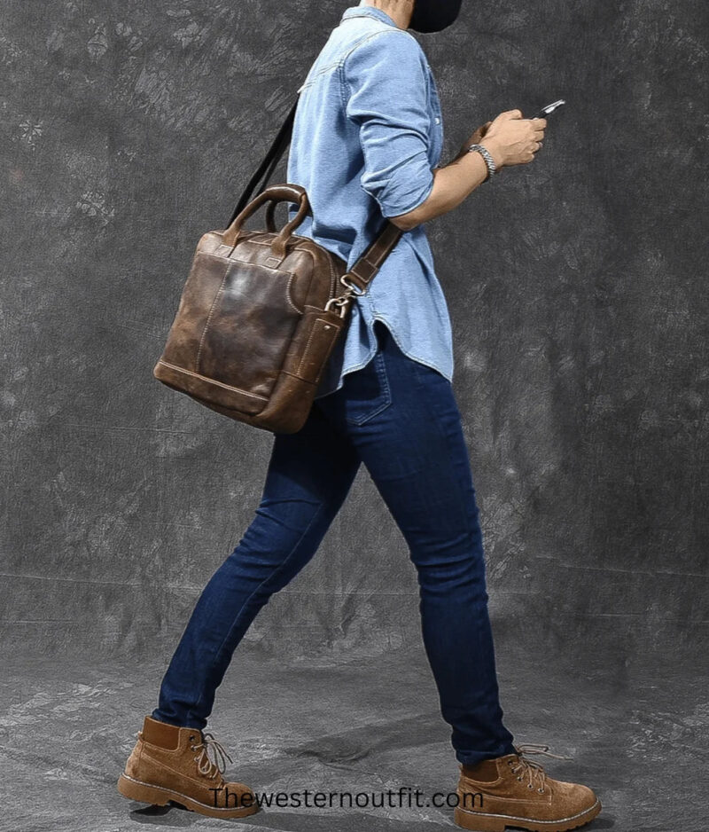 The Welch Briefcase Vintage Leather Messenger Bag - Image 6