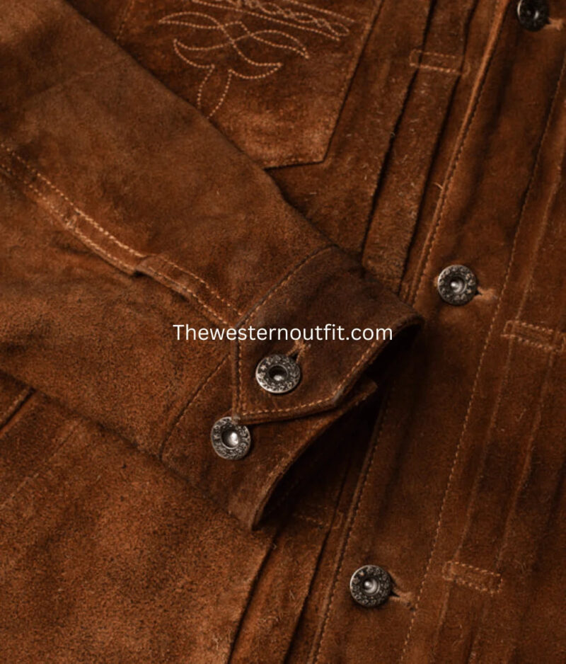Lordsburg Brown Suede Leather Trucker Jacket - Image 6