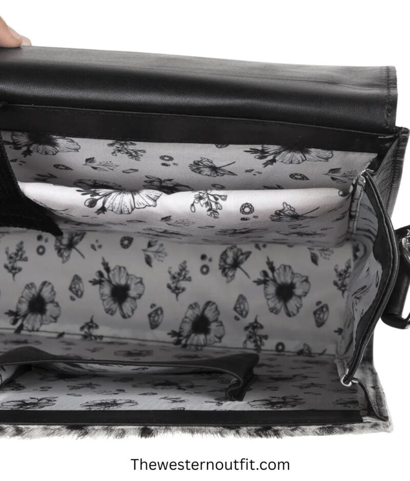 Cowhide Black Laptop Leather Briefcase Bag - Image 11