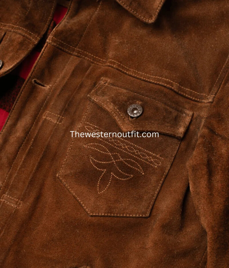 Lordsburg Brown Suede Leather Trucker Jacket - Image 7