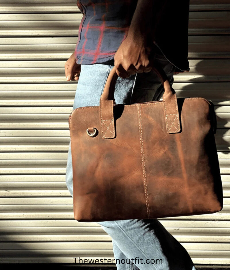 The Welch Briefcase Vintage Leather Messenger Bag - Image 7