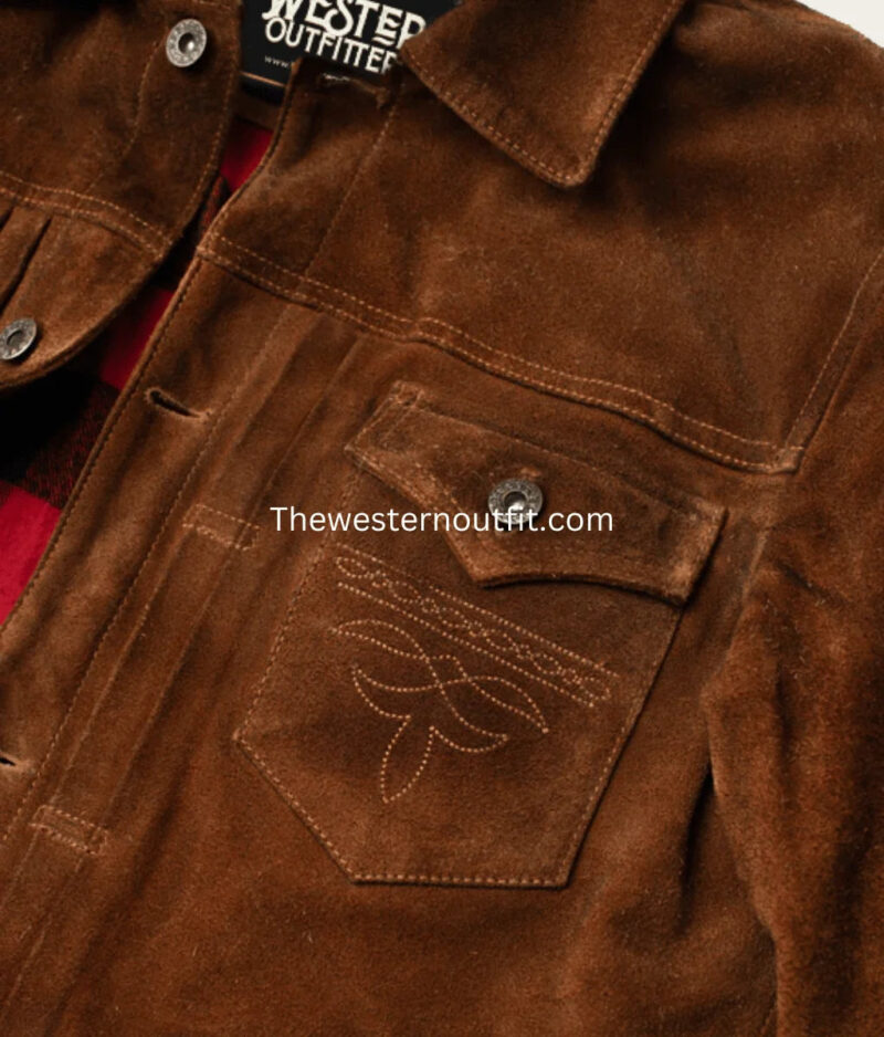 Lordsburg Design  Men’s Brown Suede Leather Trucker Jacket - Image 5