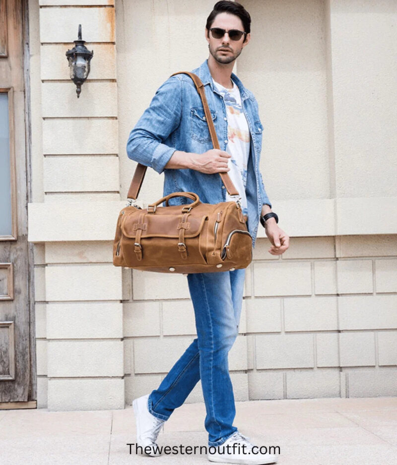 The Bard Weekender Handmade Leather Duffle Bag - Image 7