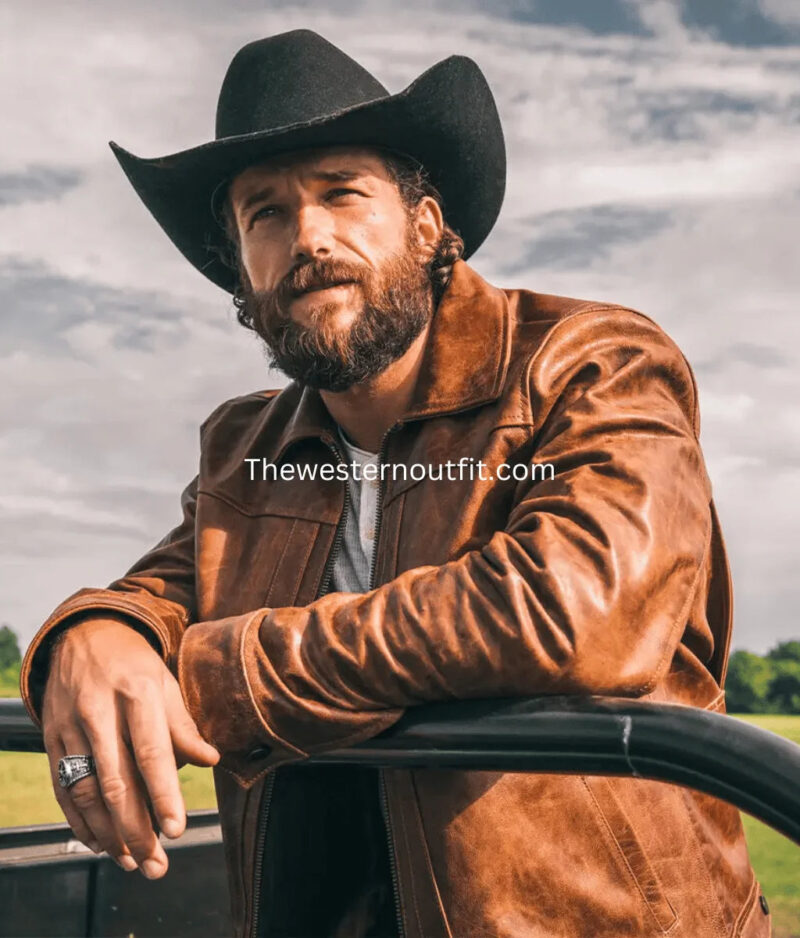 Cow Hide Tan Western Leather Jacket - Image 4