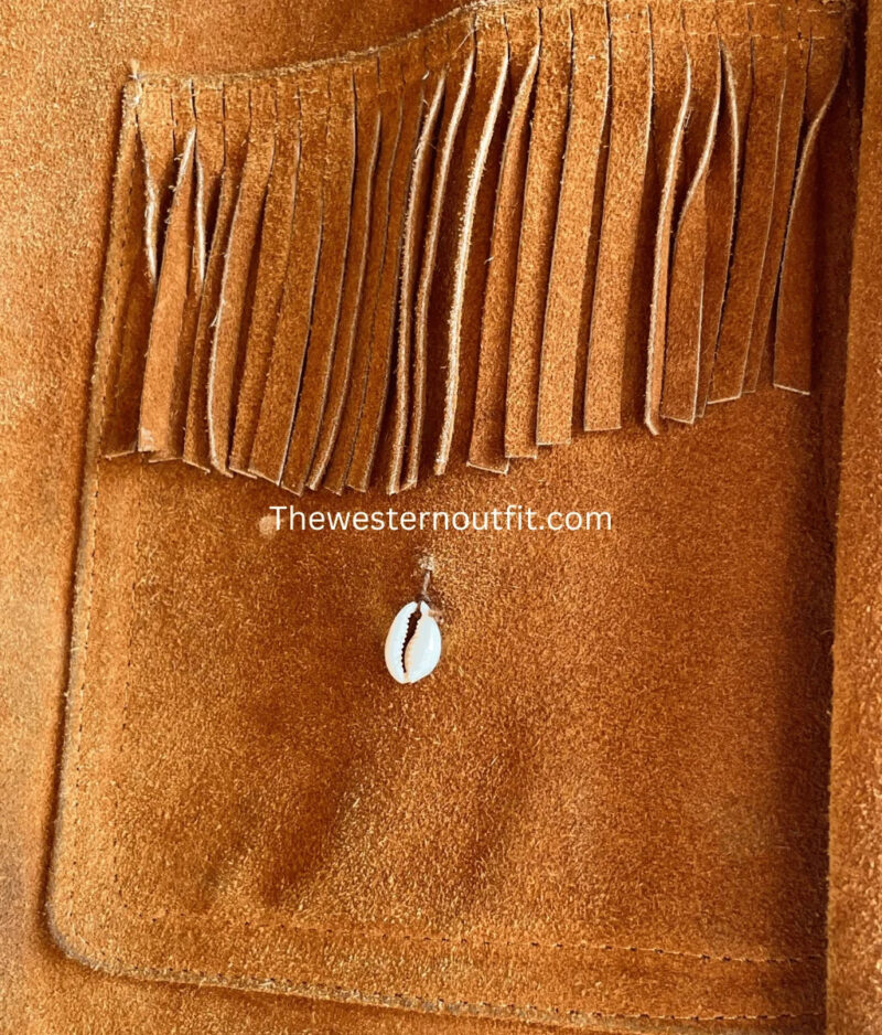 Fringe with a Shed Horn Button Leather Jacket 1970’s Style - Image 7
