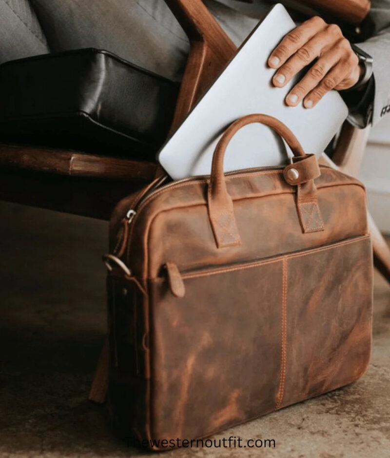 The Welch Briefcase Vintage Leather Messenger Bag - Image 8