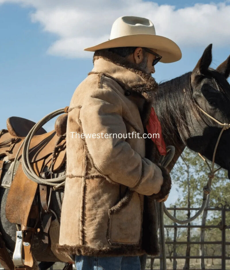 Vintage Marlboro Man Style Light Brown Sheepskin Leather Jacket Coat - Image 9
