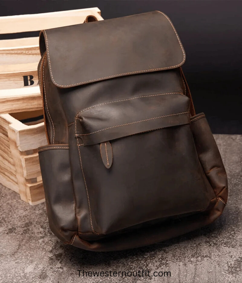 The Helka Backpack Genuine Vintage Leather Backpack - Image 9