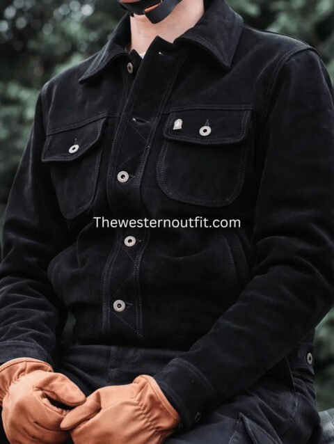 Gold Bison Collection Men’s Black Jacket Suede