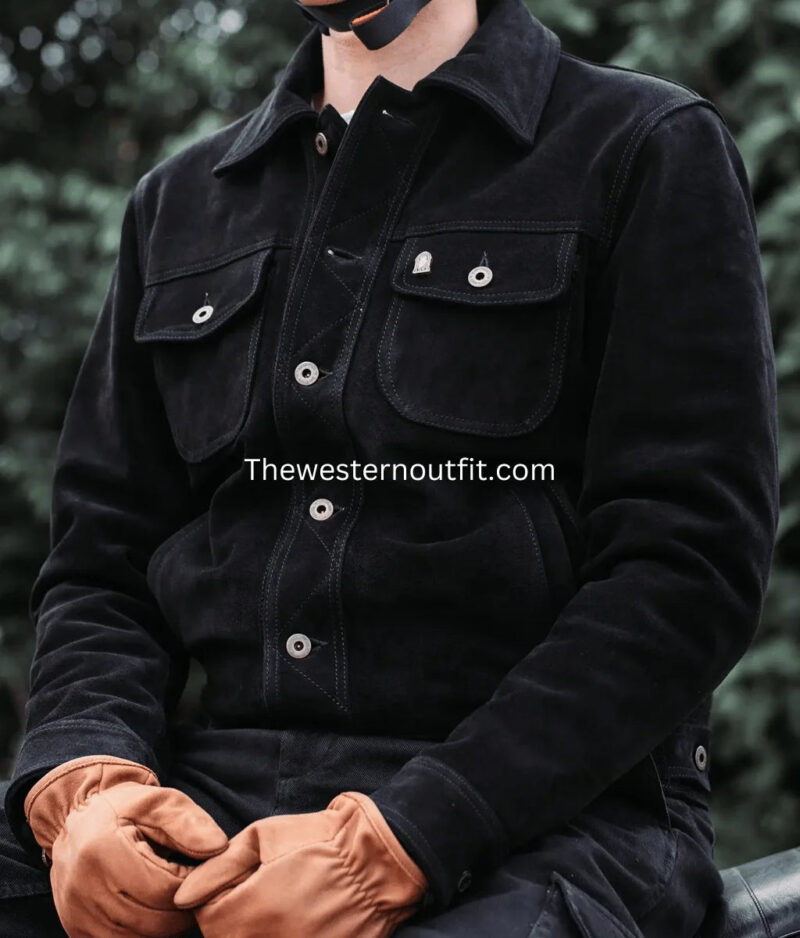 Gold Bison Collection Men’s Black Jacket Suede