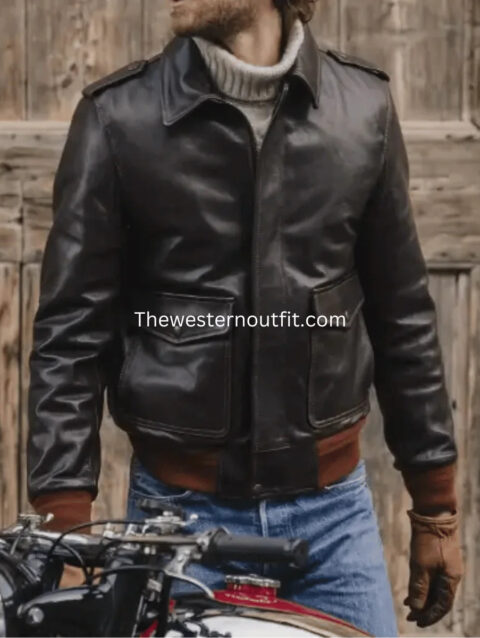 Men’s A-2 Leather Brown Flight Jacket Premium Quality