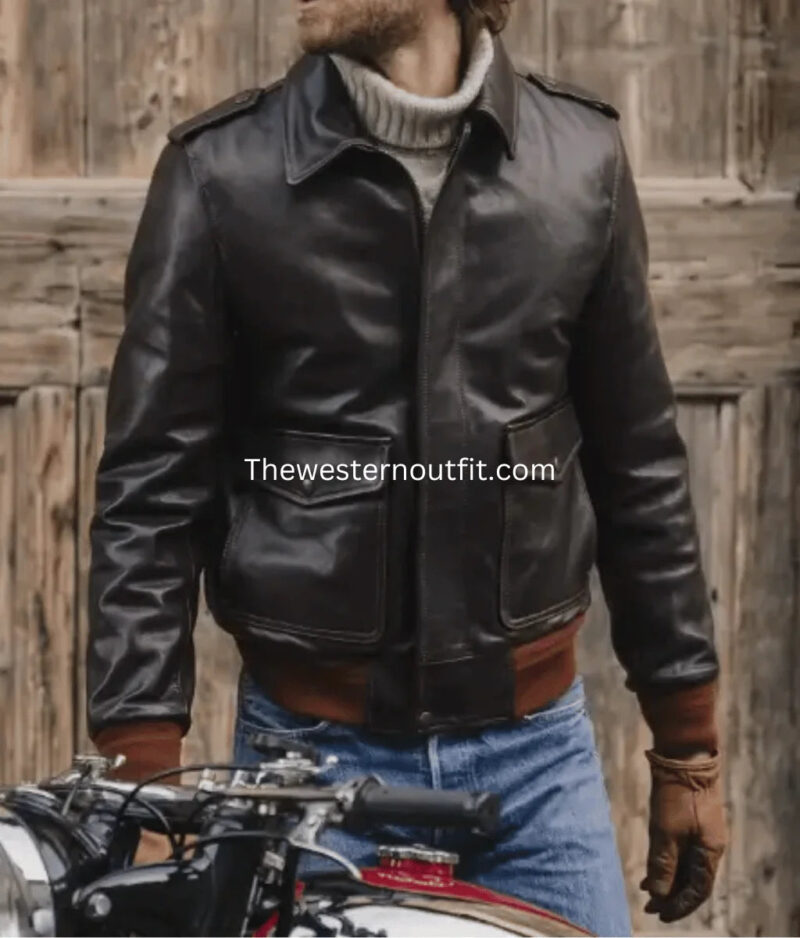 Men’s A-2 Leather Brown Flight Jacket Premium Quality