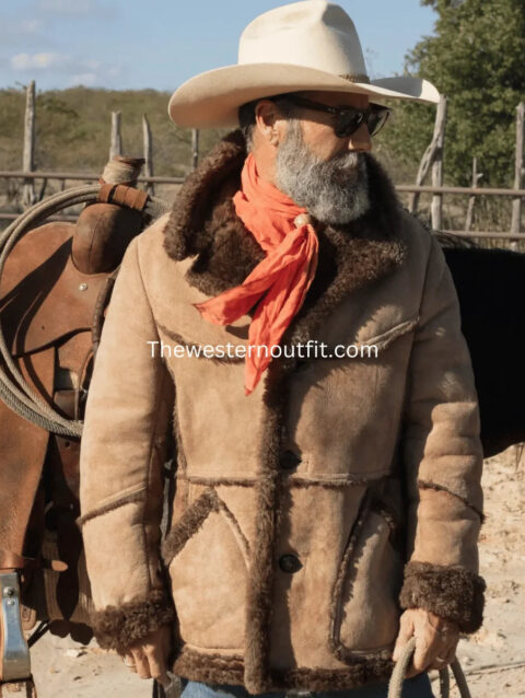 Men’s Classic Sheepskin Leather Coat Brown Light
