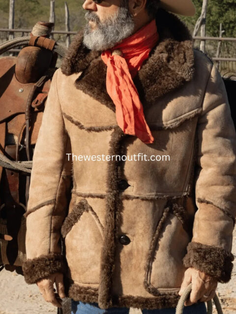 Men’s Classic Sheepskin Leather Coat Light Brown