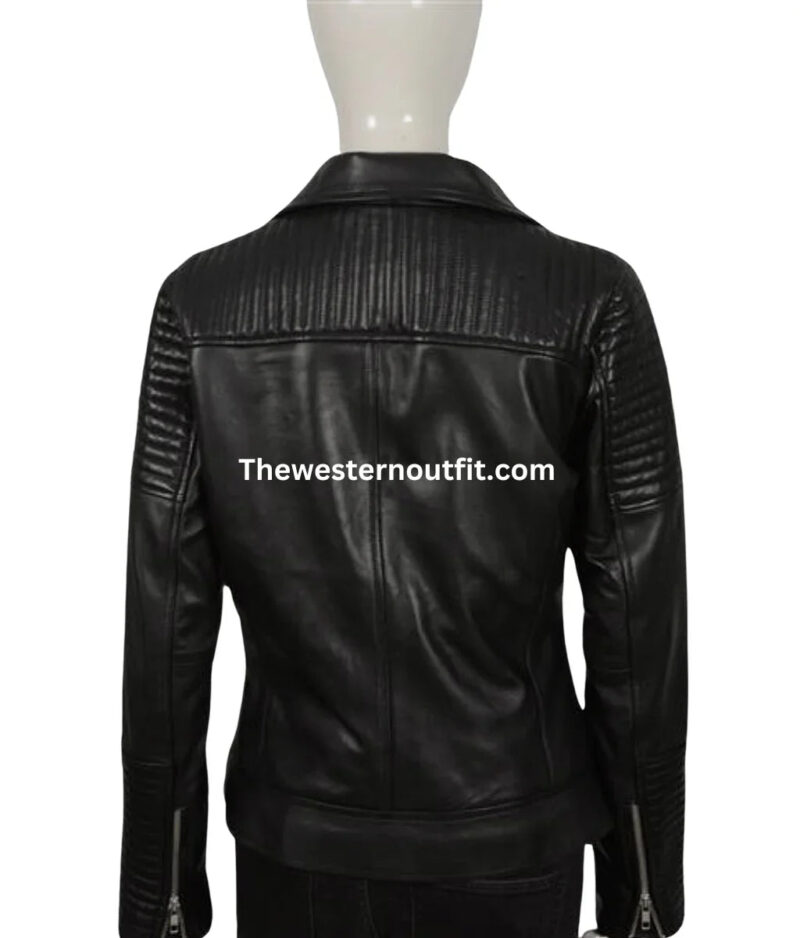 Beth Dutton Biker Black Jacket Back Side