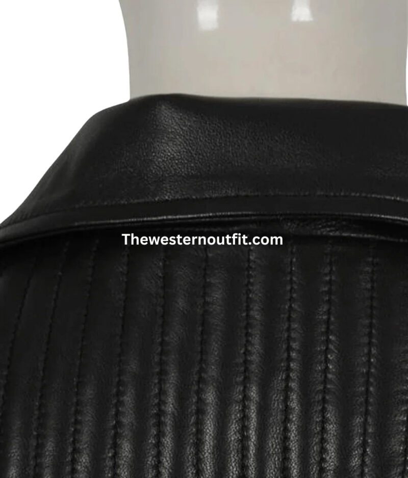 Beth Dutton Biker Black Jacket Detail Image