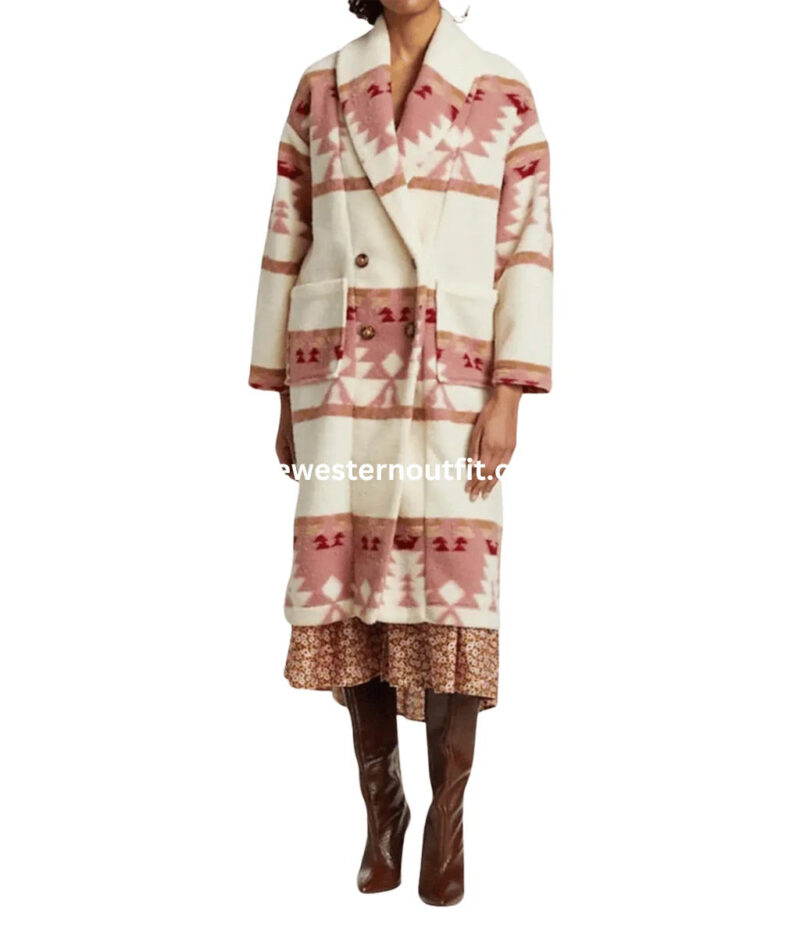 Beth Dutton Pink Printed Coat Season 5