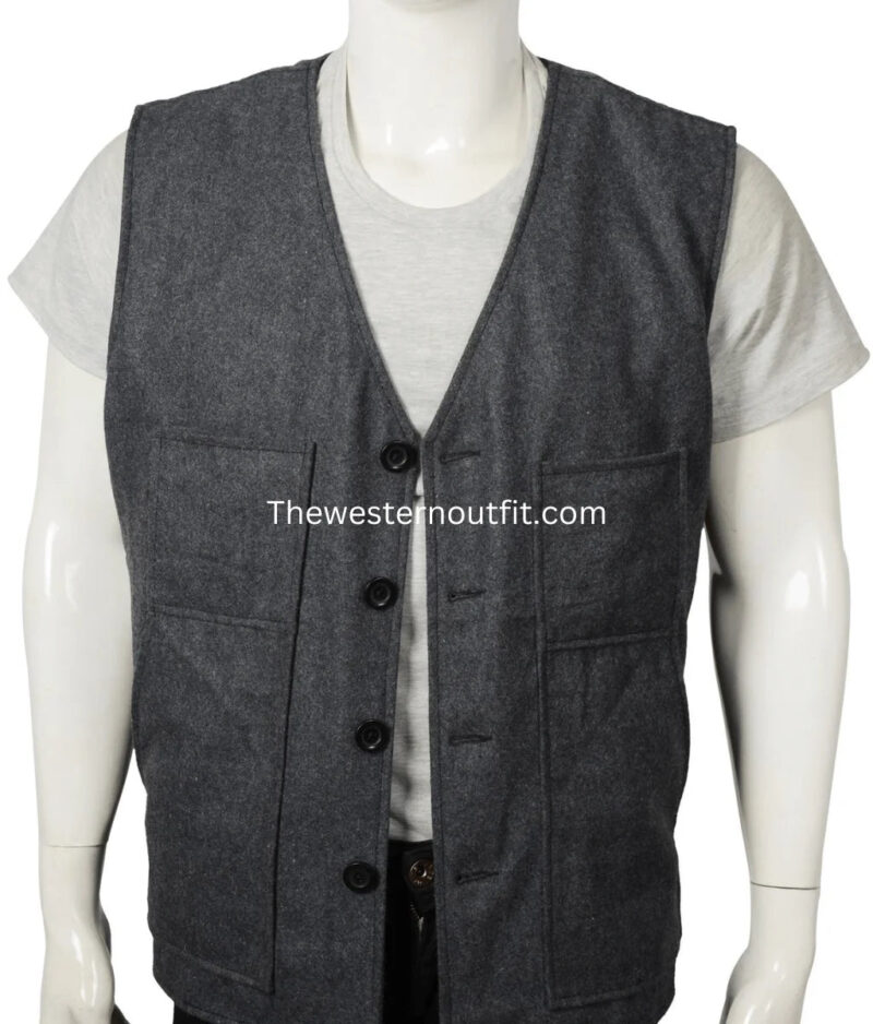 John Dutton Grey Vest Wool Yellowstone