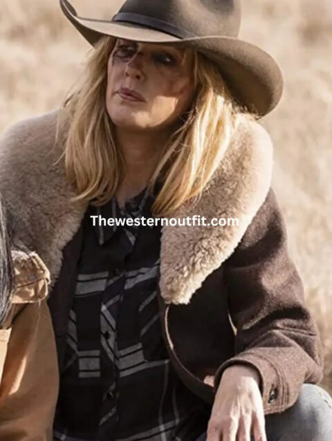Kelly Reilly Beth Dutton Shearling Wool Coat