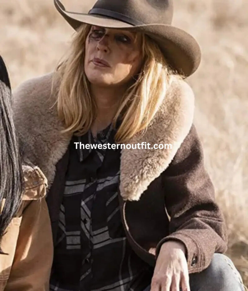 Kelly Reilly Beth Dutton Shearling Wool Coat