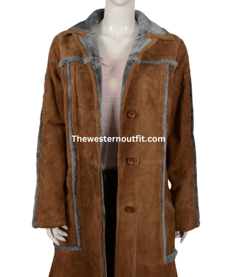Kelly Reilly Suede Leather Coat