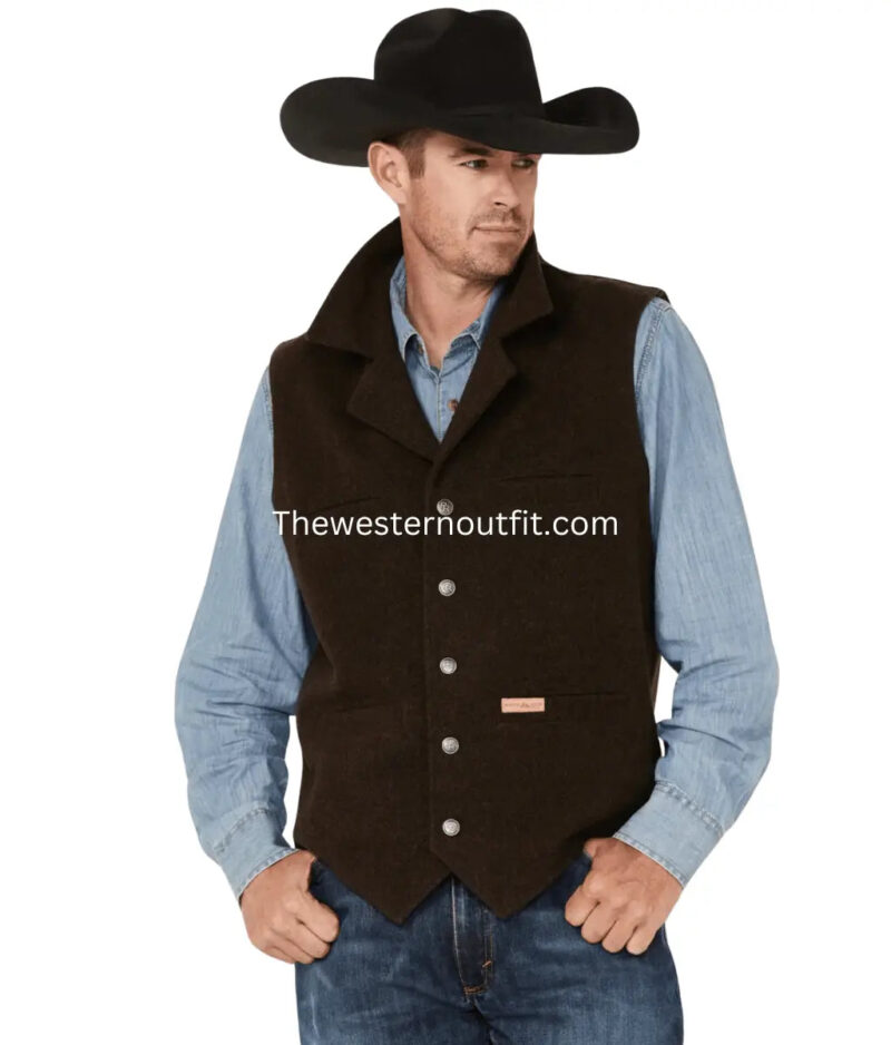 Men’s Classic Brown Wool Rancher Vest