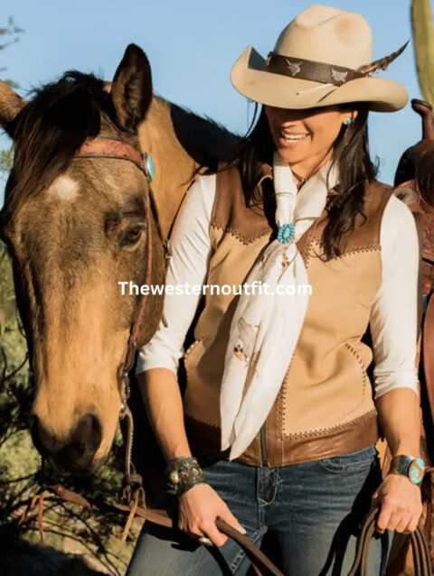 Women Buckskin Vest Western