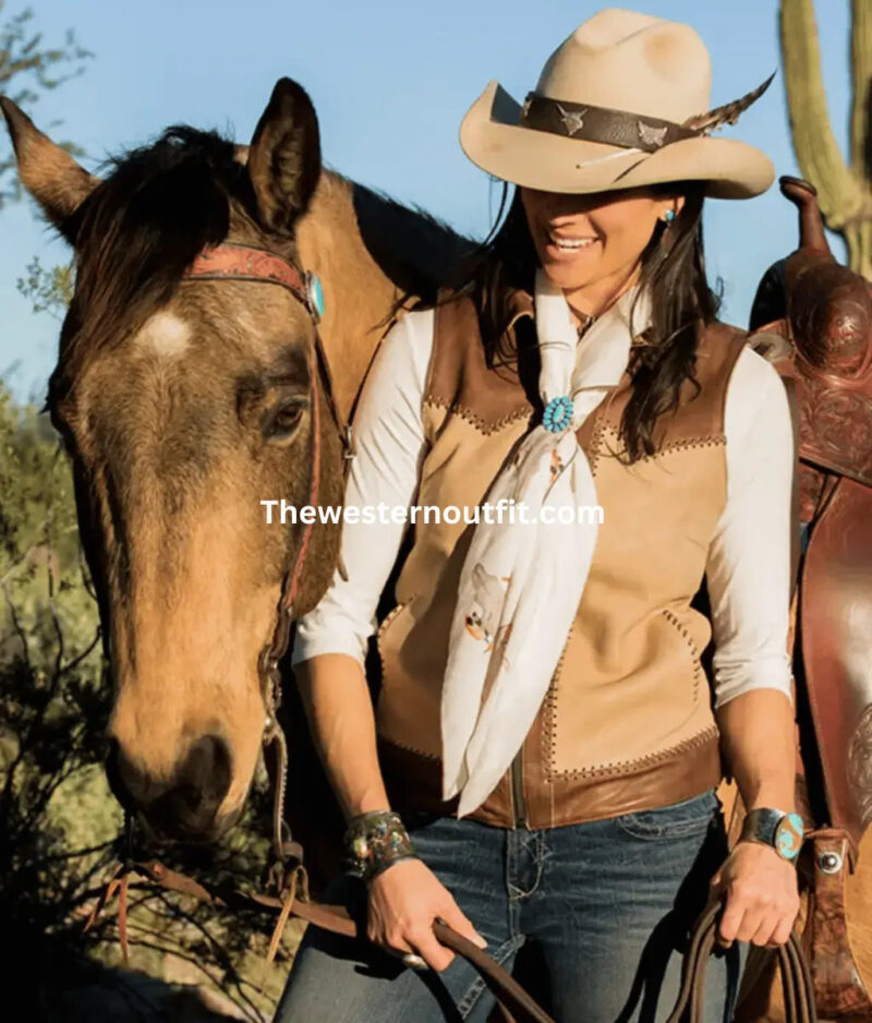 Women Buckskin Vest Western