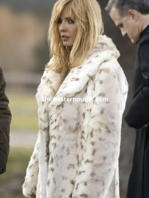 Yellowstone Beth Dutton Faux Fur White Leopard Coat