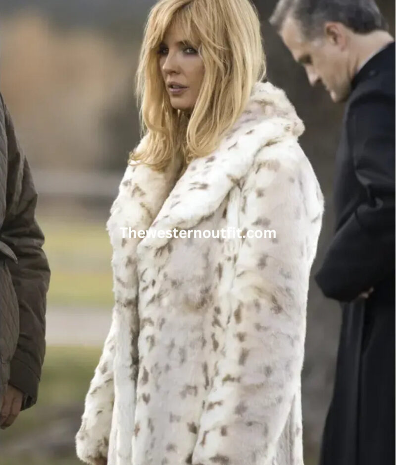 Yellowstone Beth Dutton Faux Fur White Leopard Coat
