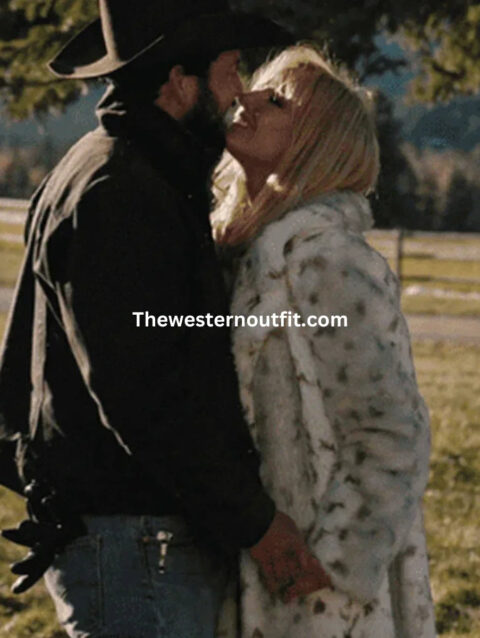 Yellowstone Beth Dutton Faux White Leopard Coat