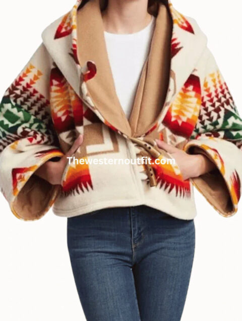 Yellowstone Beth Dutton Printed Wool Cropped Cloak