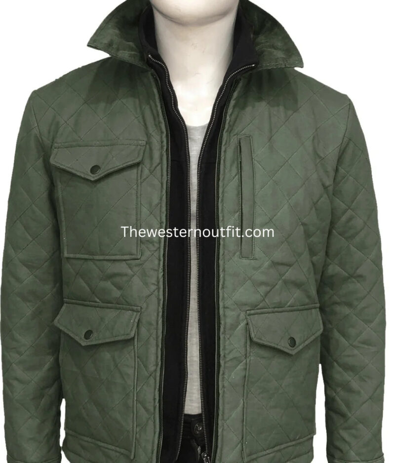 Yellowstone John Dutton Green Quilted Jacket For Men