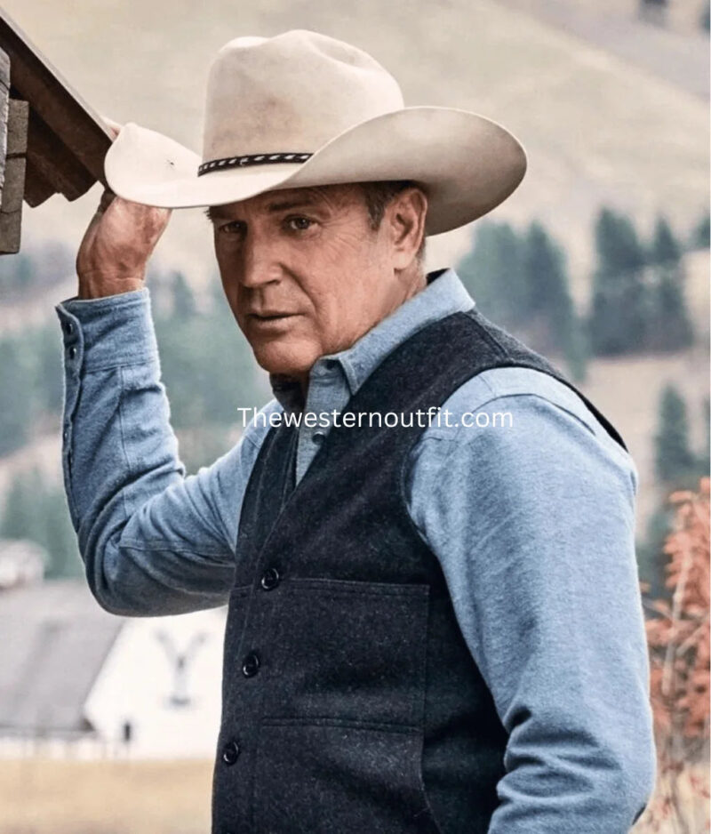 Yellowstone Series John Dutton Grey Wool Vest