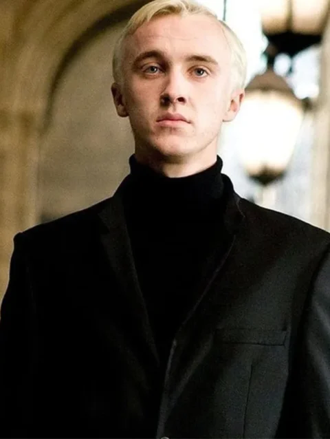 Draco Malfoy Black Suit closeup